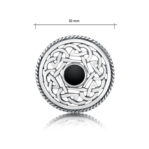 Celtic Brooch in Sterling Silver with Onyx by Sheila Fleet Jewellery