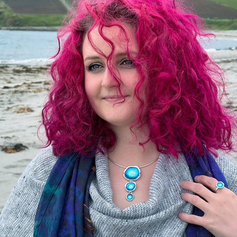 Lunar Bright Drop Necklace in Tropical Enamel by Sheila Fleet Jewellery