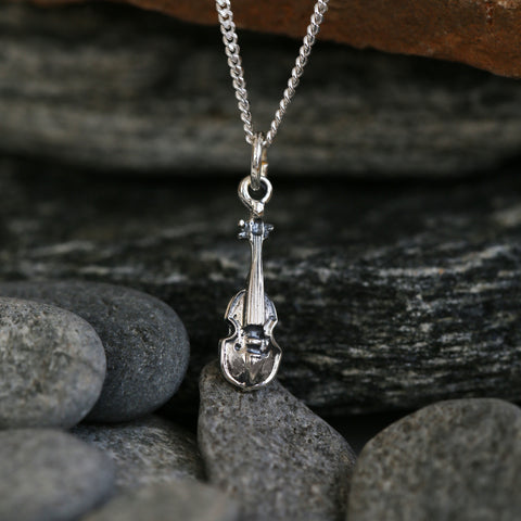 Petite Fiddle Pendant in Sterling Silver by Sheila Fleet Jewellery