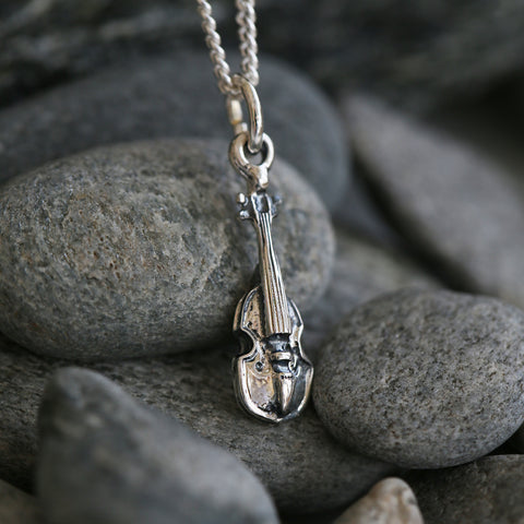 Petite Fiddle Pendant in Sterling Silver by Sheila Fleet Jewellery
