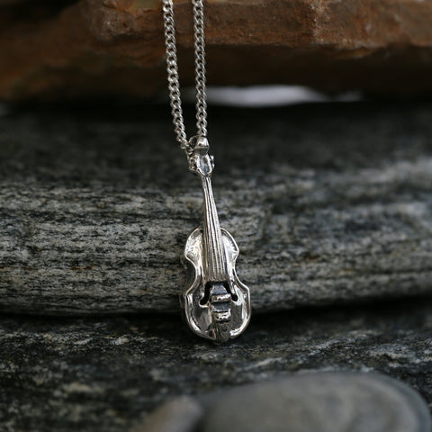 Small Fiddle Pendant in Sterling Silver by Sheila Fleet Jewellery