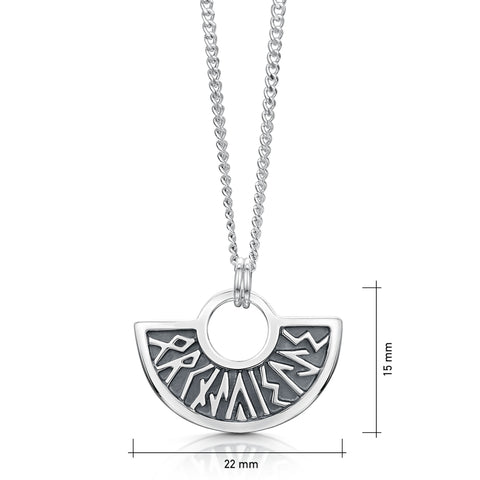 Runic Small Pendant Necklace in Sterling Silver by Sheila Fleet Jewellery