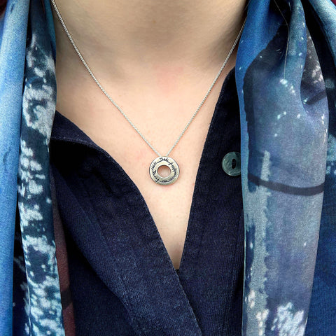 Ogham Small Pendant Necklace in Sterling Silver by Sheila Fleet Jewellery