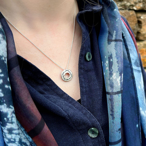 Ogham Small Pendant Necklace in Sterling Silver by Sheila Fleet Jewellery