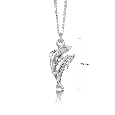 Dolphin Duo Pendant in Sterling Silver by Sheila Fleet Jewellery
