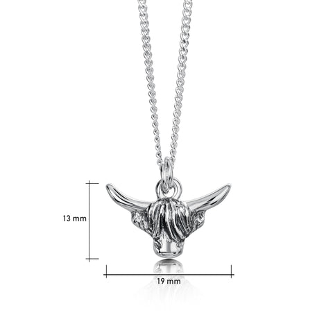 Highland Cow Small Pendant in Oxidised Sterling Silver by Sheila Fleet Jewellery