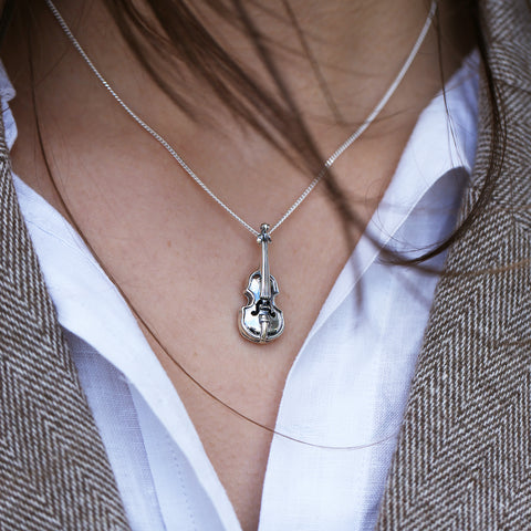 Fiddle Pendant in Sterling Silver by Sheila Fleet Jewellery