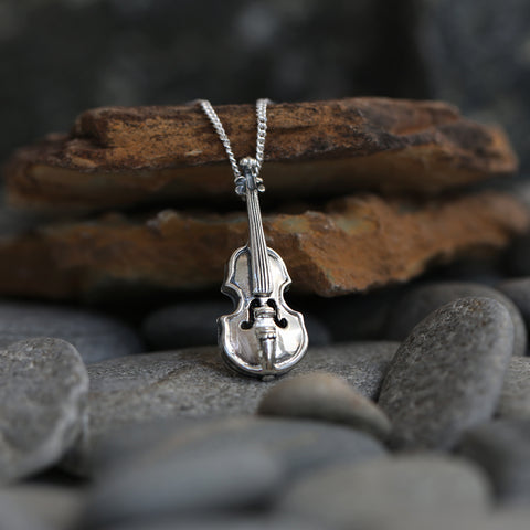 Fiddle Pendant in Sterling Silver by Sheila Fleet Jewellery