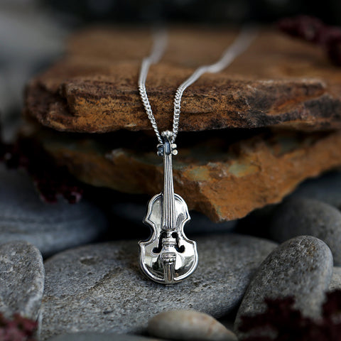 Fiddle Pendant in Sterling Silver by Sheila Fleet Jewellery