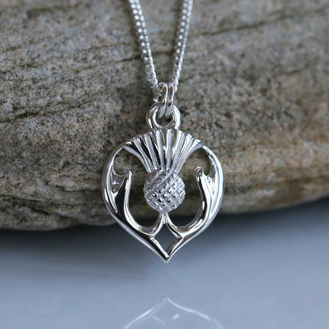 Thistle Head Pendant in Sterling Silver by Sheila Fleet Jewellery