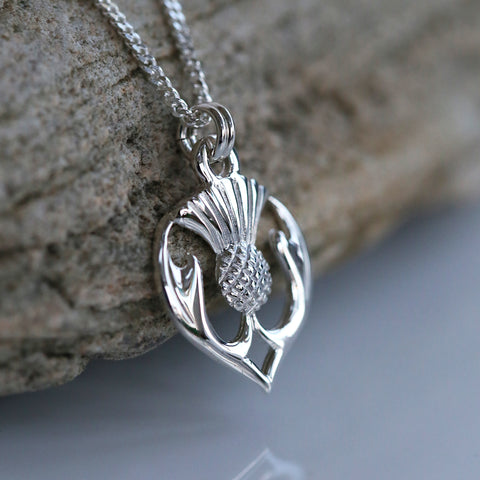 Thistle Head Pendant in Sterling Silver by Sheila Fleet Jewellery