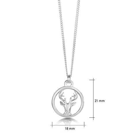 Stag's Head Open Pendant in Sterling Silver by Sheila Fleet Jewellery