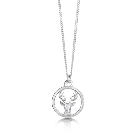 Stag's Head Open Pendant in Sterling Silver by Sheila Fleet Jewellery