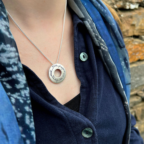 Ogham Pendant Necklace in Sterling Silver