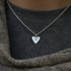 Secret Hearts Peridot Birthstone Pendant in Crystal Enamel by Sheila Fleet Jewellery