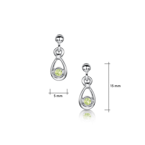 Peridot Droplet Earrings in Sterling Silver by Sheila Fleet Jewellery