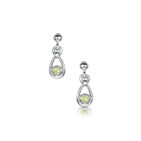 Peridot Droplet Earrings in Sterling Silver by Sheila Fleet Jewellery