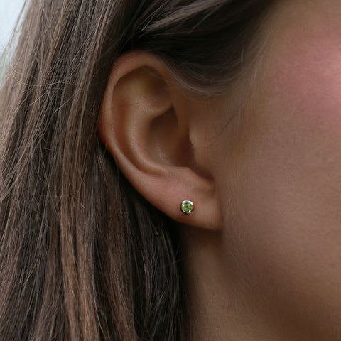 Small Peridot Solitaire Stud Earrings in Sterling Silverby Sheila Fleet Jewellery