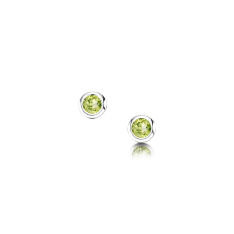 Small Peridot Solitaire Stud Earrings in Sterling Silverby Sheila Fleet Jewellery