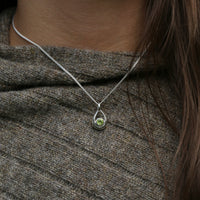 Peridot Birthstone Droplet Pendant in Sterling Silver by Sheila Fleet Jewellery
