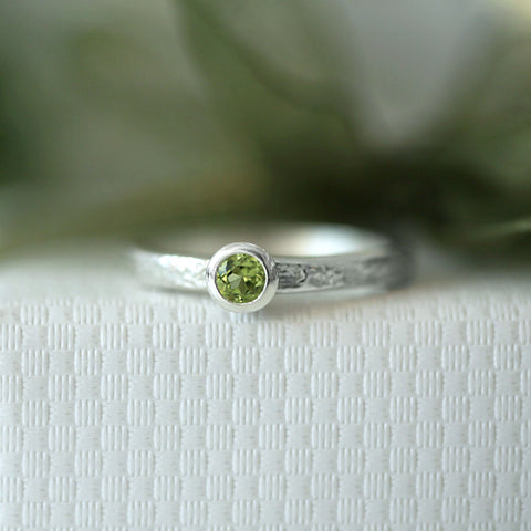Matrix Peridot Ring in Sterling Silver by Sheila Fleet Jewellery