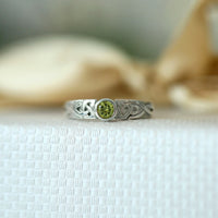 Celtic Knotwork Peridot Ring in Sterling Silver by Sheila Fleet Jewellery