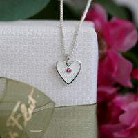 Secret Hearts Pink Tourmaline Pendant in Crystal Enamel by Sheila Fleet Jewellery