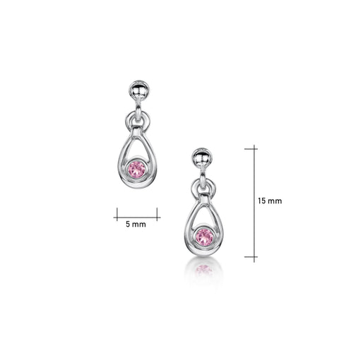 Pink Tourmaline Droplet Earrings in Sterling Silver by Sheila Fleet Jewellery