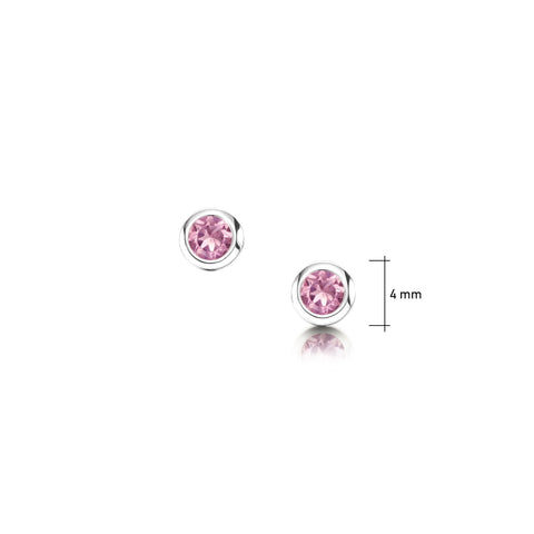 Small Pink Tourmaline Solitaire Stud Earrings in Sterling Silver by Sheila Fleet Jewellery