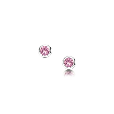 Small Pink Tourmaline Solitaire Stud Earrings in Sterling Silver by Sheila Fleet Jewellery
