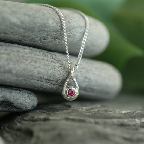 Arctic Stream Pink Tourmaline Petite Droplet Pendant by Sheila Fleet Jewellery