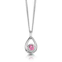 Pink Tourmaline Birthstone Droplet Pendant in Sterling Silver by Sheila Fleet Jewellery