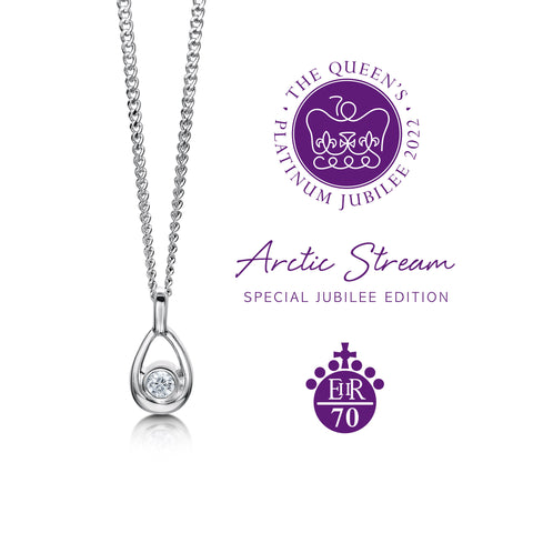 Limited Edition Arctic Stream Platinum Jubilee Diamond Droplet Pendant by Sheila Fleet Jewellery