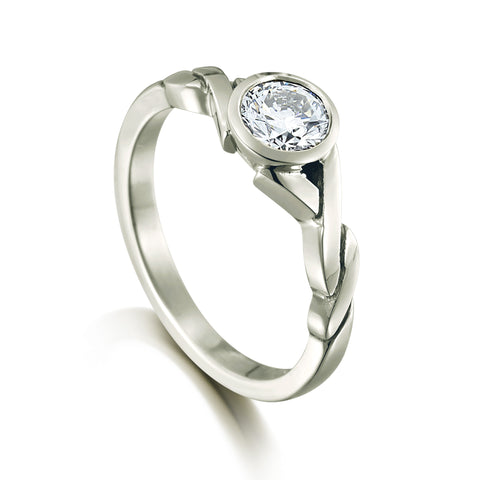 Celtic Twist 0.40ct Diamond Solitaire Ring in Platinum by Sheila Fleet Jewellery
