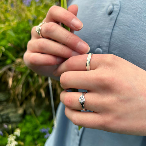 Celtic Twist 0.40ct Diamond Solitaire Ring in Platinum by Sheila Fleet Jewellery