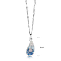 Mussel Petite Pendant with Peach Pearl in Mussel Blue Enamel by Sheila Fleet Jewellery