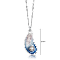 Mussel Small Pendant with Peach Pearl in Mussel Blue Enamel by Sheila Fleet Jewellery