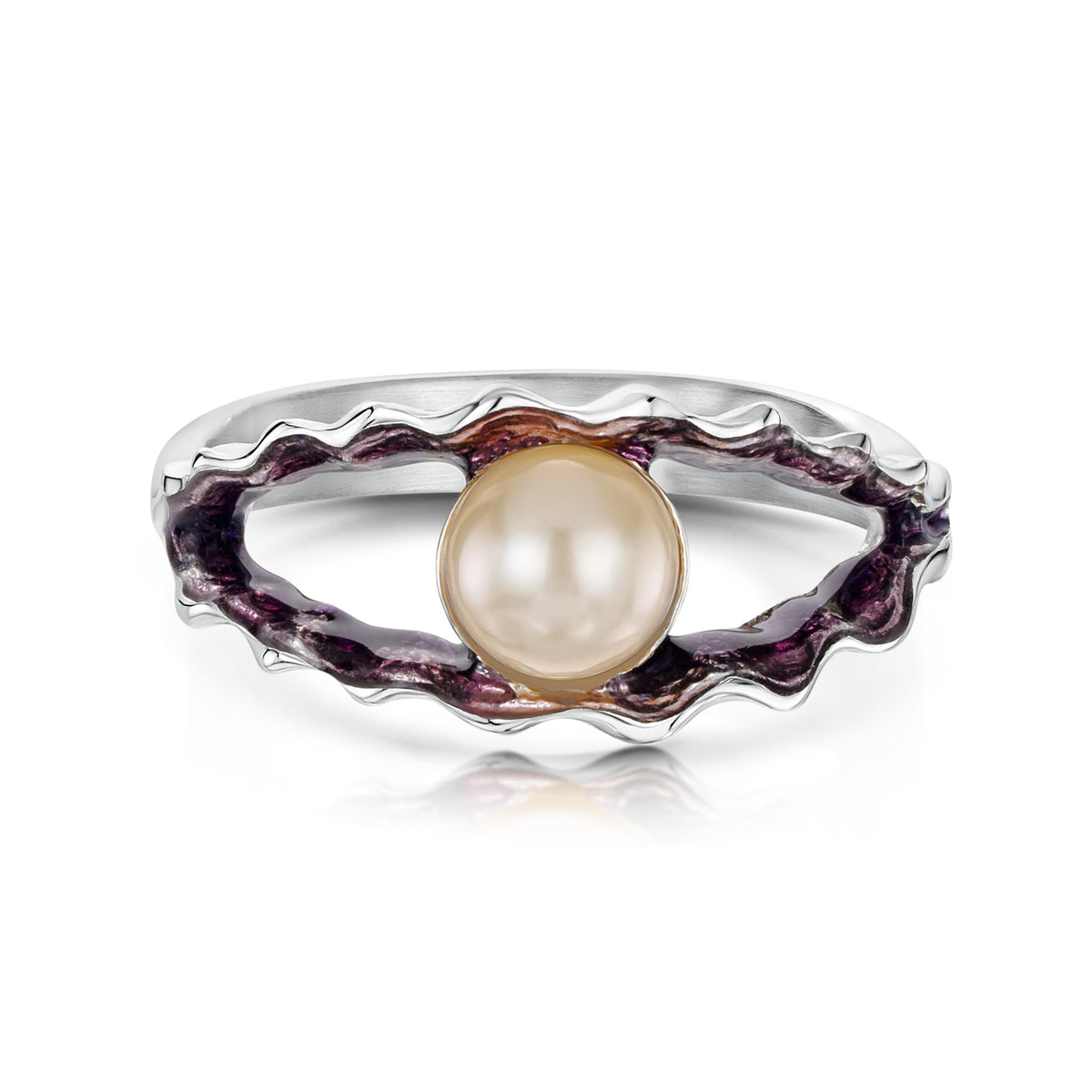 Scalloped Pearlware Rim Scallop Pearl Ring in Scallop Pink Enamel – Sheila Fleet Jewellery