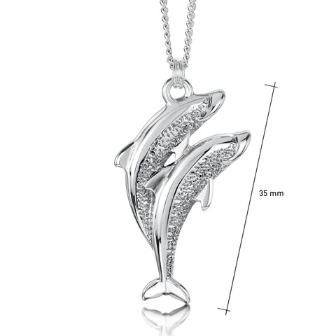 Dolphin Duo Dress Pendant in Sterling Silver by Sheila Fleet Jewellery