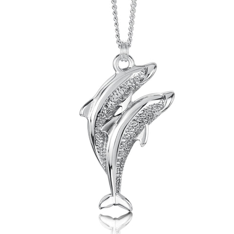 Dolphin Duo Dress Pendant in Sterling Silver by Sheila Fleet Jewellery