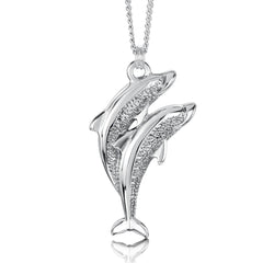 Dolphin Duo Dress Pendant in Sterling Silver by Sheila Fleet Jewellery