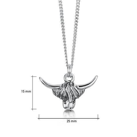 Highland Cow Pendant in Oxidised Sterling Silver by Sheila Fleet Jewellery