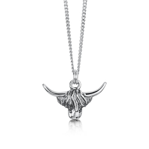 Highland Cow Pendant in Oxidised Sterling Silver by Sheila Fleet Jewellery