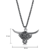 Highland Cow Dress Pendant in Oxidised Sterling Silver by Sheila Fleet Jewellery