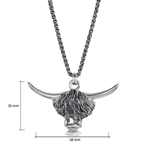 Highland Cow Occasion Pendant in Oxidised Sterling Silver by Sheila Fleet Jewellery