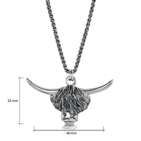Highland Cow Occasion Pendant in Oxidised Sterling Silver by Sheila Fleet Jewellery