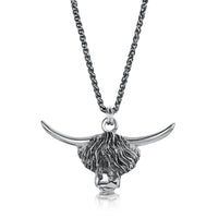 Highland Cow Occasion Pendant in Oxidised Sterling Silver by Sheila Fleet Jewellery