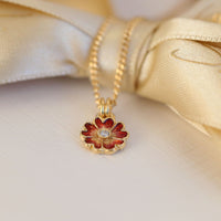 Primula Scotica Petite Enamel Diamond Pendant in 18ct Yellow Gold by Sheila Fleet Jewellery