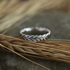 Harvest Narrow Ring in Oxidised Sterling Silver by Sheila Fleet Jewellery