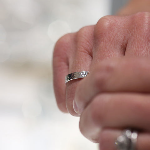 Honeycomb 4mm Textured Ring in Sterling Silver by Sheila Fleet Jewellery